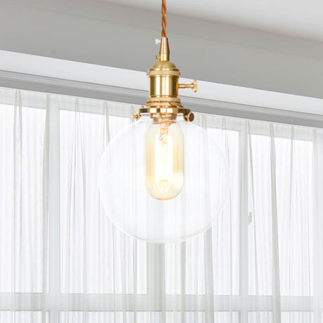Vintage Industrial Glass Orb Pendant With Adjustable Cord: Single Hanging Light