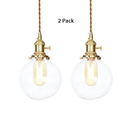 Vintage Industrial Glass Orb Pendant With Adjustable Cord: Single Hanging Light Clear / 2