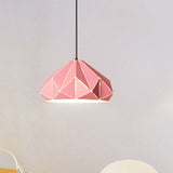 Origami Metal Pendant Light - Contemporary Hanging Ceiling (1 Light) In Blue/Pink/Yellow