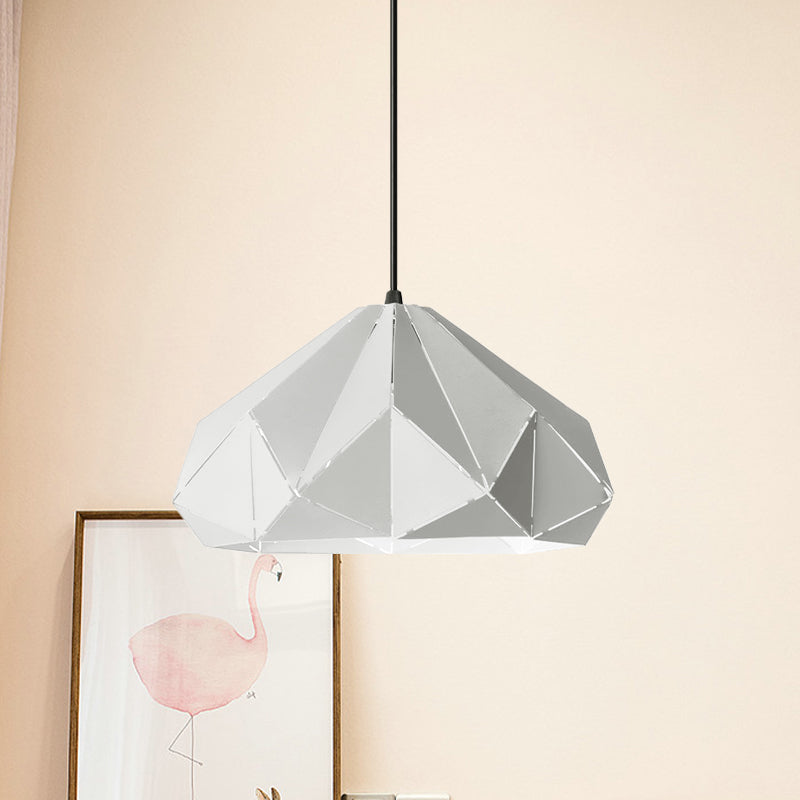 Origami Metal Pendant Light - Contemporary Hanging Ceiling (1 Light) In Blue/Pink/Yellow