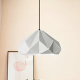 Origami Metal Pendant Light - Contemporary Hanging Ceiling (1 Light) In Blue/Pink/Yellow
