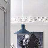Nordic Cone Down Pendant Light - 1 Pink/Blue/Grey Metal Hanging Design