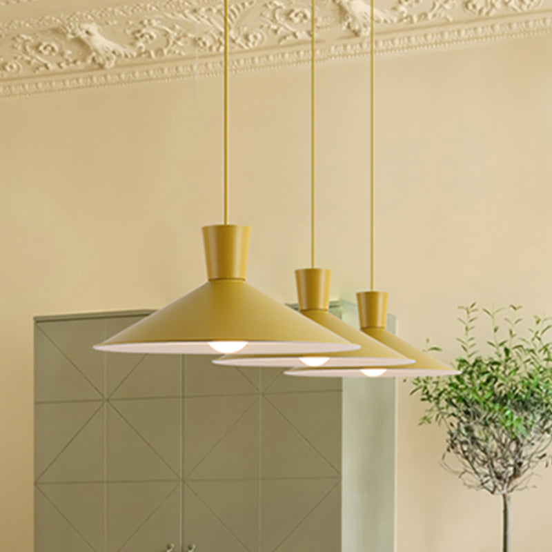 Nordic Cone Down Pendant Light - 1 Pink/Blue/Grey Metal Hanging Design