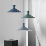 Nordic Cone Down Pendant Light - 1 Pink/Blue/Grey Metal Hanging Design