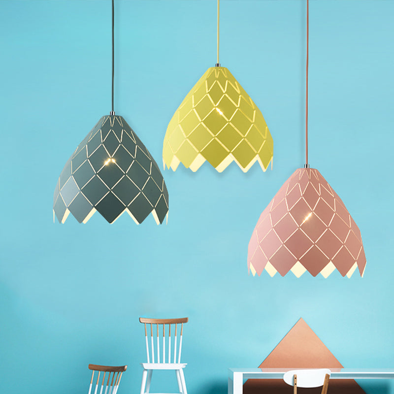 Nordic Metal Geometric Splicing Pendant Light - 1 Pink Yellow Green Hanging Fixture
