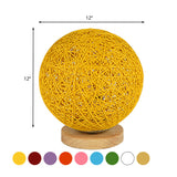 Modernist Rattan Ceiling Mount Light: Blue/Flaxen Globe Shade 6/8 Wide 1 Bulb Flush Lighting For