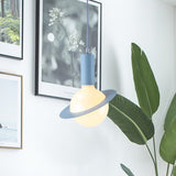 1 Light Glass Shade Pendant Set - Post-Modern Pink/Blue/Green Dining Room Hanging Lamp