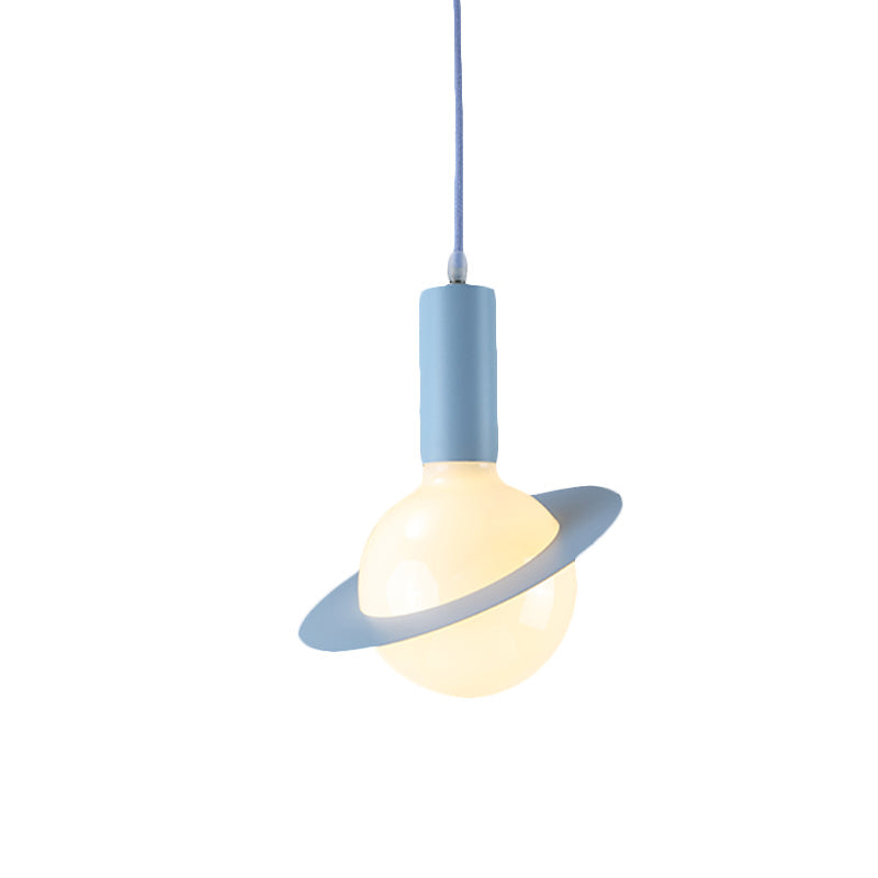 1 Light Glass Shade Pendant Set - Post-Modern Pink/Blue/Green Dining Room Hanging Lamp