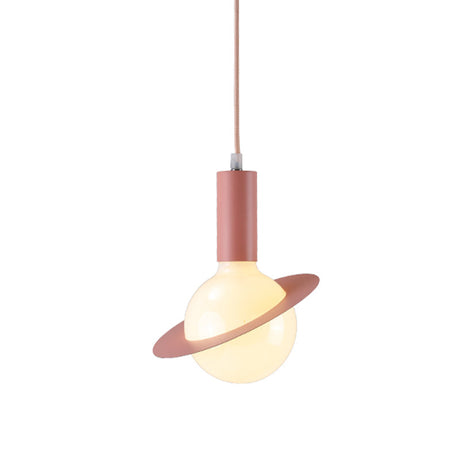 1 Light Glass Shade Pendant Set - Post-Modern Pink/Blue/Green Dining Room Hanging Lamp