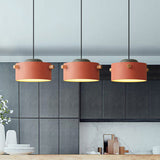 Modern 1 Light Metal Shade Hanging Pendant Green/Pink/White Cylinder Fixture