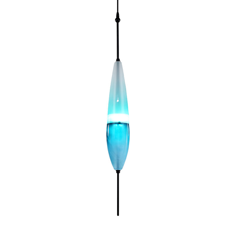 Modern Blue Teardrop Pendant Lamp With Glass Shade In White/Warm Light / White C
