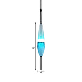 Modern Blue Teardrop Pendant Lamp With Glass Shade In White/Warm Light