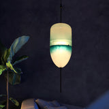 Modern Blue Teardrop Pendant Lamp With Glass Shade In White/Warm Light / White D