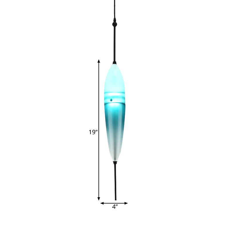 Modern Blue Teardrop Pendant Lamp With Glass Shade In White/Warm Light