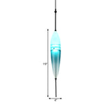 Modern Blue Teardrop Pendant Lamp With Glass Shade In White/Warm Light