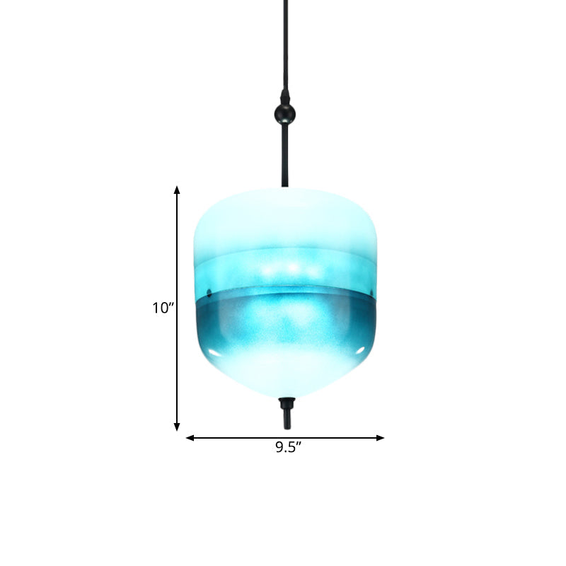 Modern Blue Teardrop Pendant Lamp With Glass Shade In White/Warm Light