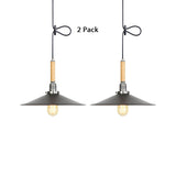 Adjustable Metallic Saucer Pendant Light - Industrial Ceiling Hanging For Kitchen Black / 2