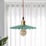 Modern Scalloped Hanging Ceiling Light | Stylish Black/Red Metallic Pendant For Bedside