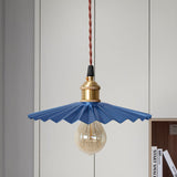 Modern Scalloped Hanging Ceiling Light | Stylish Black/Red Metallic Pendant For Bedside Blue