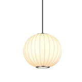 Simplicity Hanging Light With Fabric Shade White Globe Suspension Pendant - 10/12/16W