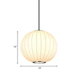 White Globe Hanging Pendant Light With Fabric Shade - Simplicity 1 10-16’W