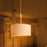 Simple Fabric Drum Ceiling Pendant Light - 10/16 Dia 1 White/Black Hanging Lamp Kit