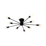 Sputnik Style Ceiling Light In Black/White/Gold With 6/8/10 Heads - Contemporary Semi-Mount Fixture