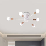 Sputnik Style Ceiling Light In Black/White/Gold With 6/8/10 Heads - Contemporary Semi-Mount Fixture