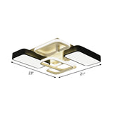Contemporary Black Rectangular Flush Ceiling Light Led Acrylic Lighting For Living Room - 23/25.5