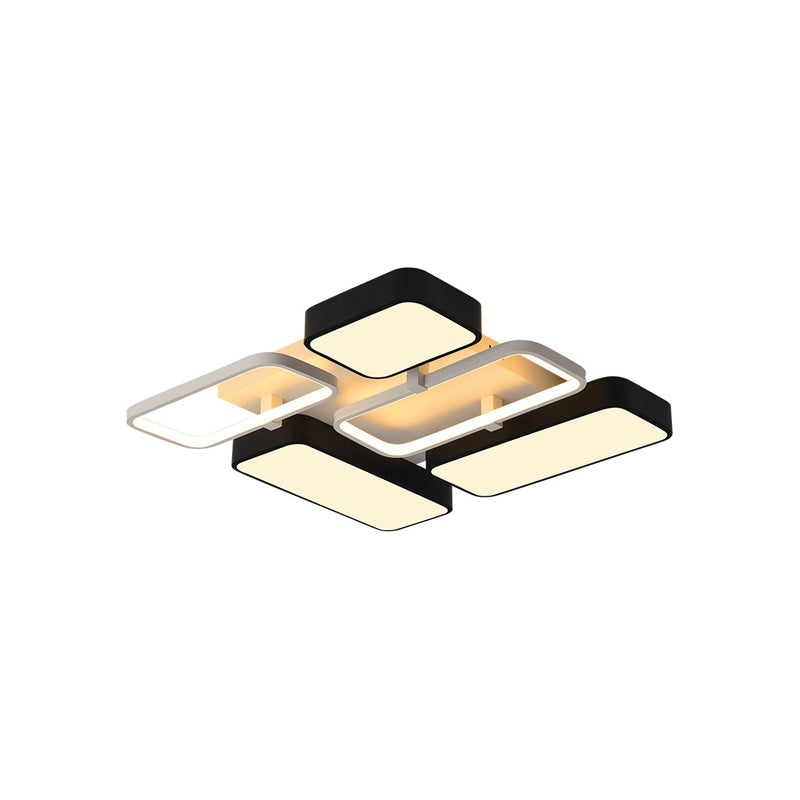 Contemporary Black Rectangular Flush Ceiling Light Led Acrylic Lighting For Living Room - 23/25.5