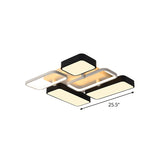 Contemporary Black Rectangular Flush Ceiling Light Led Acrylic Lighting For Living Room - 23/25.5