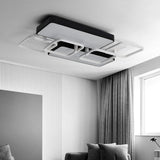 Contemporary Black Rectangular Flush Ceiling Light Led Acrylic Lighting For Living Room - 23/25.5