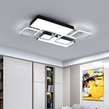Contemporary Black Rectangular Flush Ceiling Light Led Acrylic Lighting For Living Room - 23/25.5