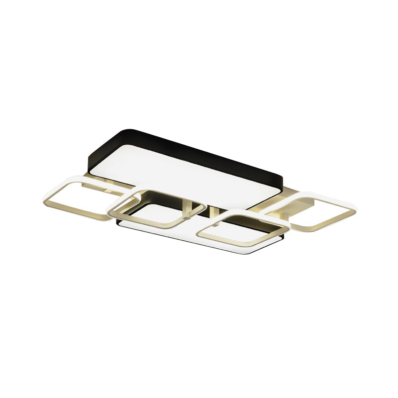 Contemporary Black Rectangular Flush Ceiling Light Led Acrylic Lighting For Living Room - 23/25.5