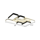 Contemporary Black Rectangular Flush Ceiling Light Led Acrylic Lighting For Living Room - 23/25.5