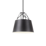 Modern Drum-Shaped Aluminum Restaurant Pendant Light With Iron Wire