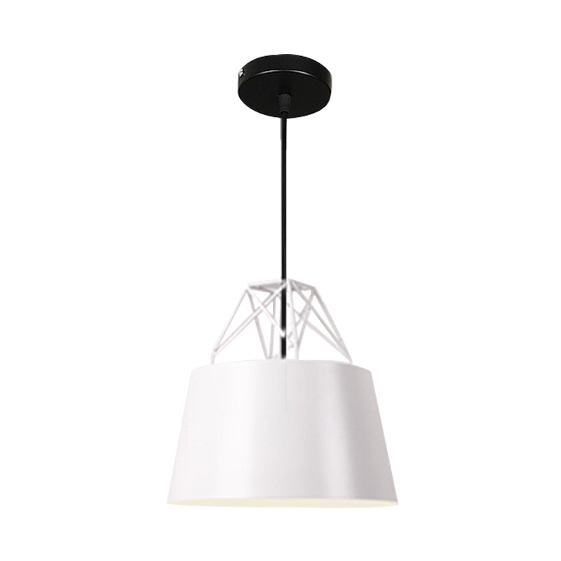 Modern Drum-Shaped Aluminum Restaurant Pendant Light With Iron Wire