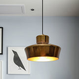 1-Light Brass Finish Hanging Pendant Light With Vintage Style Shade - Ideal For Restaurants