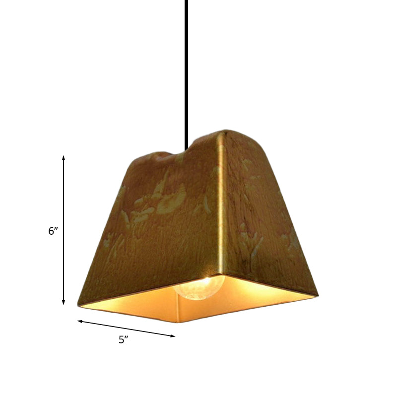 1-Light Brass Finish Hanging Pendant Light With Vintage Style Shade - Ideal For Restaurants