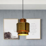 1-Light Brass Finish Hanging Pendant Light With Vintage Style Shade - Ideal For Restaurants