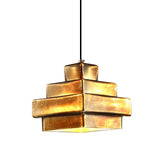 1-Light Brass Finish Hanging Pendant Light With Vintage Style Shade - Ideal For Restaurants
