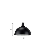 Iron Pendant Lighting: Dome Shade Industrial Ceiling Light In Black - Perfect For Dining Tables 1