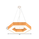 Modern Led Wood Hexagon Pendant Lamp - 16/23.5 Wide Beige Ceiling Light With Recessed Diffuser