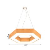 Modern Led Wood Hexagon Pendant Lamp - 16/23.5 Wide Beige Ceiling Light With Recessed Diffuser