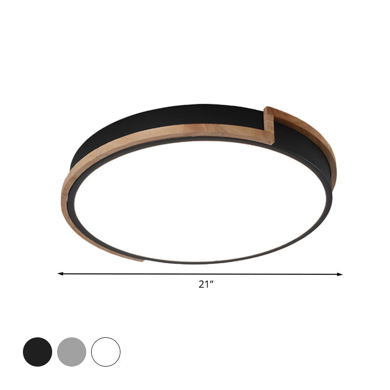 Eye-Caring Slim Drum Led Ceiling Light For Bedroom - Choice Of 3 Sizes In Black Grey Or White