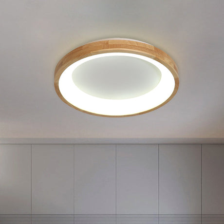 12/16/19.5 Nordic Wood & Acrylic Circular Led Flush-Mount Light - Unique Hallway Ceiling Fixture