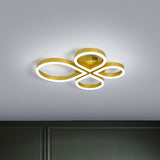 Led Acrylic Flush Mount Lighting Fixture In Warm/White Light Gold/Coffee Flower Design 18/21.5 Wide