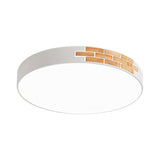 Minimalist Led Ceiling Light Fixture In White & Wood Flush Mount Choice Of 16 19.5 Or 23.5 Dia