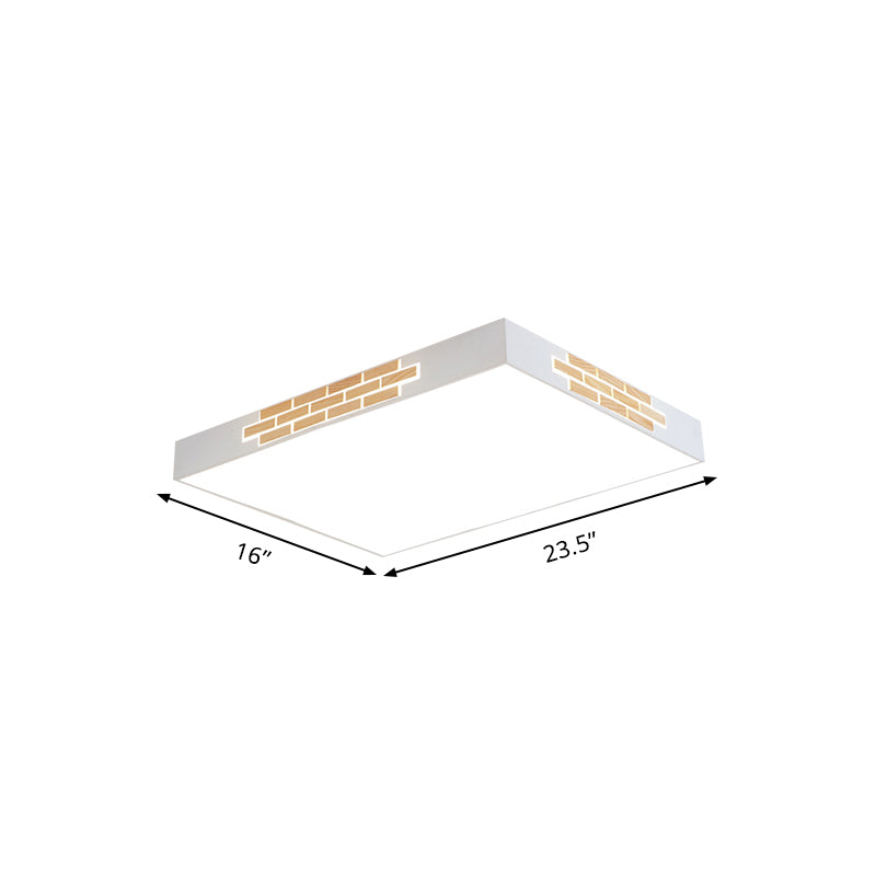 Modern Metallic Flush Mount Led Ceiling Light For Living Room - 23.5/31.5 Long White