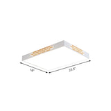 Modern Metallic Flush Mount Led Ceiling Light For Living Room - 23.5/31.5 Long White